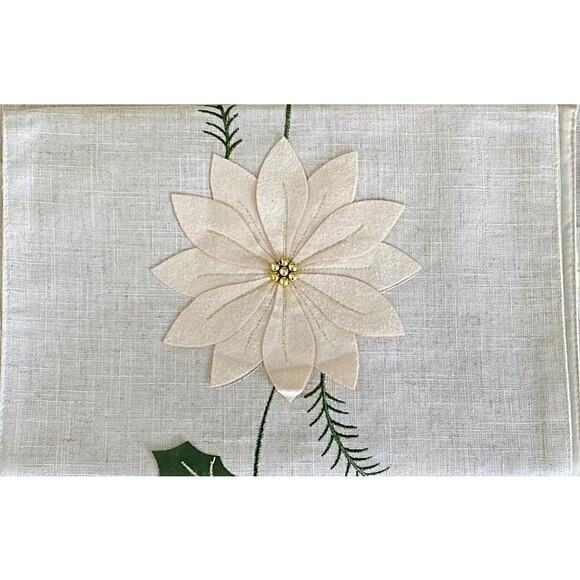 Holiday Floral Embroidered Table Runner 72” - Picture 1 of 3